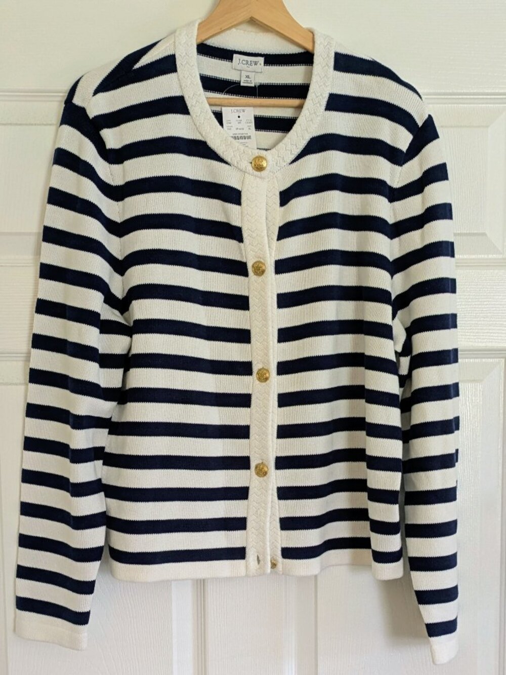 NWT J. Crew - Striped cotton lady jacket cardigan sweater XL